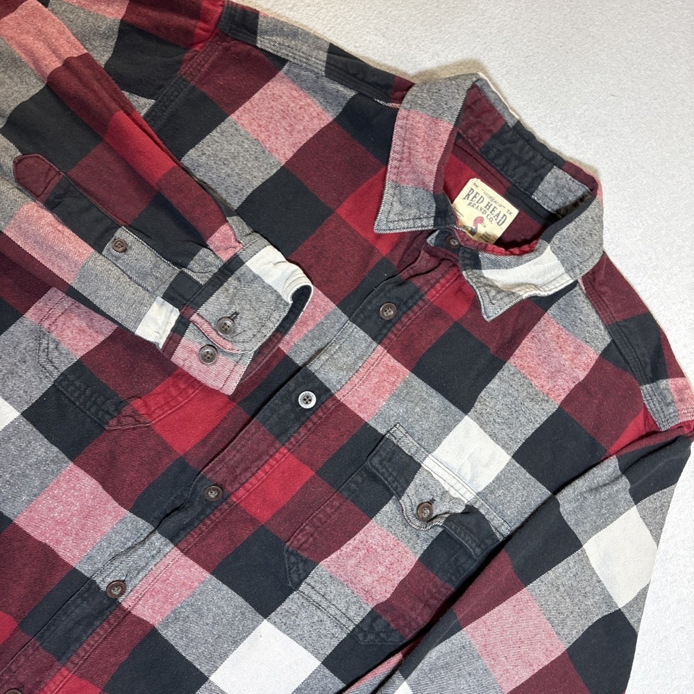 Red Head Flannel Shirt - Autumn Plaid - Large Button Down Long Sleeve